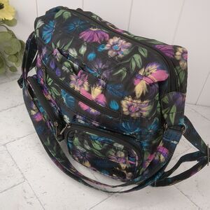 Lug Zipliner Convertible Backpack Hobo Tote Bag Bloom Black EUC
